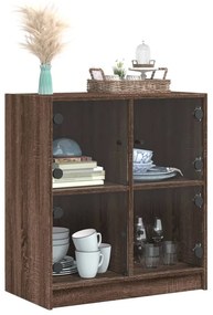 Armário de apoio c/ portas vidro 68x37x75,5cm carvalho castanho