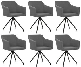 vidaXL Cadeiras de jantar giratórias 6 pcs tecido cinzento-claro