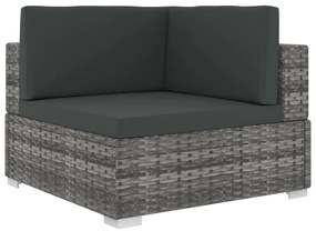 6 pcs conjunto lounge de jardim c/ almofadões vime PE cinzento