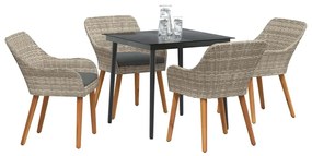 Conjunto de sala de jantar 5 pcs Cinza claro e preto