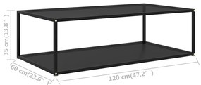 Mesa de centro 120x60x35 cm vidro temperado preto