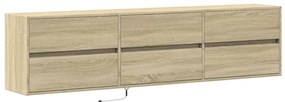 Móvel de parede p/ TV c/ luzes LED 180x31x45 cm carvalho sonoma