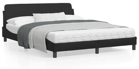 vidaXL Estrutura cama c/ cabeceira 160x200 cm couro artificial preto