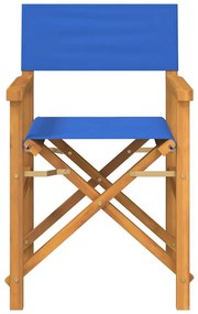 Cadeiras de realizador dobráveis 2 pcs teca maciça azul