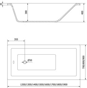 Mexen Cubik banheira retangular 170 x 70 cm, branca - 55031707000