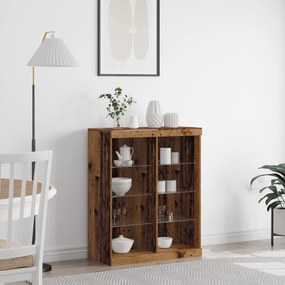 vidaXL Sideboard com luzes LED Madeira antiga 41x37x100 cm