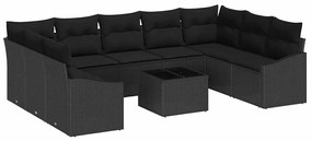 Conjunto de Jantar de Jardim com 10 Peças e Almofadas de Rattan Poliés