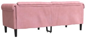 Sofá de 3 lugares veludo rosa