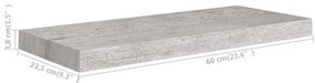 Prateleiras de parede 4 pcs 60x23,5x3,8cm MDF cinzento-cimento