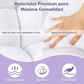 Cadeira chão dobrável Encosto ajustável 14 posições para quarto Sala 105 x 56 x 15 cm Branco