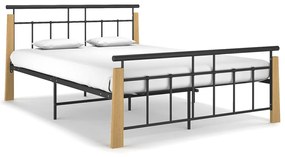 vidaXL Estrutura de cama 140x200 cm metal/madeira de carvalho maciça