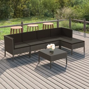 vidaXL 6 pcs conjunto lounge de jardim c/ almofadões vime PE cinzento