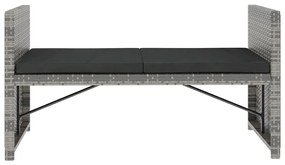 5 pcs conjunto lounge de jardim c/ almofadões vime PE cinzento