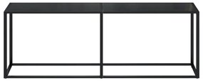 Mesa consola preto 220x35x75,5 cm vidro temperado
