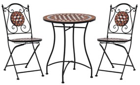vidaXL 3 pcs conjunto bistro em mosaico azulejos de cerâmica terracota