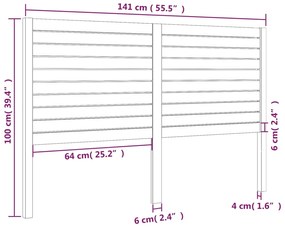 Cabeceira de cama 141x4x100 cm pinho maciço