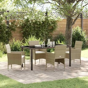 vidaXL Conjunto de Jantar de Jardim 5 peças Bege Rattan PE