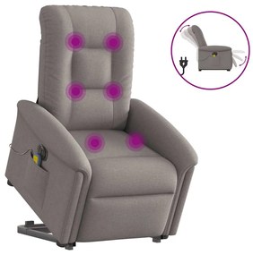 vidaXL Poltrona elétrica elevatória massagens tecido cinza-acastanhado