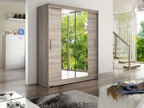 Roupeiro Closico 132, Trufa carvalho, 200x150x58cm, 125 kg, Portas para roupeiro: Deslizante, Número de prateleiras: 5, Número de prateleiras: 5