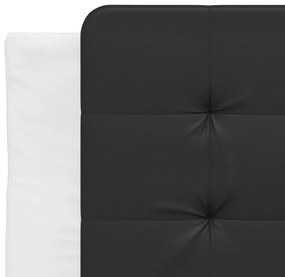 Estrutura cama c/ luzes LED 90x200cm couro artif. branco/preto