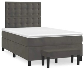 Cama boxspring com colchão 120x190 cm veludo cinzento-escuro