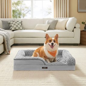 Cama ortopédica para cães com revestimento em pelúcia 91 x 68 x 16 cm Cinzento