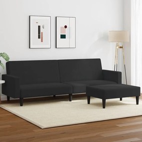 vidaXL Sofá-cama 2 lugares c/ apoio de pés veludo preto