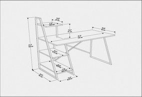 Secretária de Estudo Admira – Preto – 120x60x120 cm