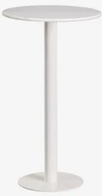 Mesa Alta De Bar Redonda Ø60 Cm Em Pedra Natural Xiren Mármore Branco Guangxi - Branco Glacial - Sklum