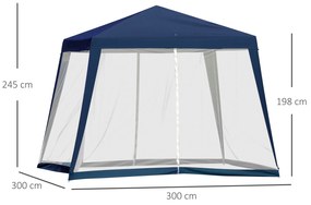 Outsunny Tenda de Jardim 3x3m Tenda com 4 Partes Laterais Rede Mosquit