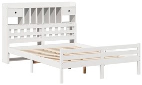 Cama com estante sem colchão 150x200 cm pinho maciço branco