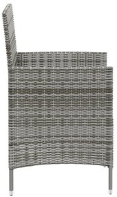 Conjunto jantar p/ exterior com almofadões 3 pcs vime cinzento