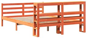 Cama sem colchão 135x190 cm madeira pinho maciça castanho-mel