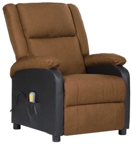 vidaXL Poltrona massagens couro artificial/tecido cinza-acastanhado