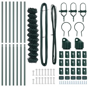 Cerca de Corrente com 7 Postes 1,2x10 m Aço Galvanizado Verde