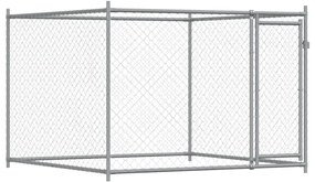 Jaula para cão com porta 8x2x1,5 m aço galvanizado cinzento