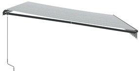 Toldo retrátil manual com luzes LEDs 500x350cm antracite/branco