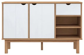 Aparador Sidney de 114 cm em Pinho Maciço - Branco/Madeira - Design Es