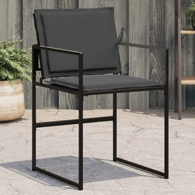 vidaXL Cadeiras de jardim c/ almofadões 4 pcs aço e textilene preto