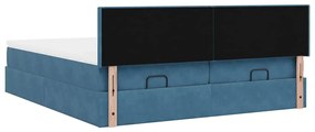 Estrutura cama otomana colchões 180x200 cm veludo azul escuro