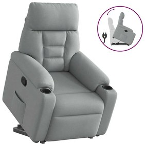 vidaXL Poltrona reclinável elevatória tecido cinzento-claro