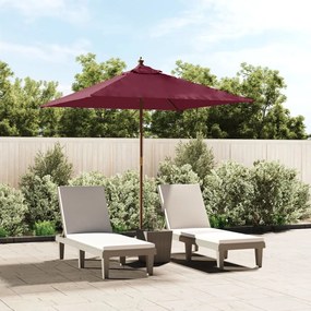 vidaXL Guarda-sol de jardim com poste de madeira 198x198x231 cm bordô