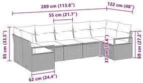 Sofá de Jardim 7 Peças com Almofadas Cinza Claro em Rattan Sintético