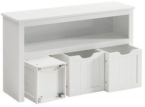 Armário de armazenamento com prateleira superior e 3 caixas | VASAGLE | 102 x 30 x 60 cm | branco | LHS380W01.