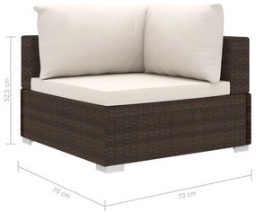 8 pcs conjunto lounge jardim c/ almofadões vime PE castanho
