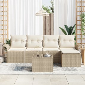 Conjunto de Sofá de Jardim com Almofadas Castanhas de Rattan Poliéster