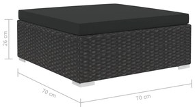 6 pcs conjunto lounge de jardim c/ almofadões vime PE preto