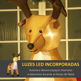 Rena Insuflável de Natal com Luzes LED Decoração Natalícia com Ventoinha Interna 155x80x180 cm Castanha