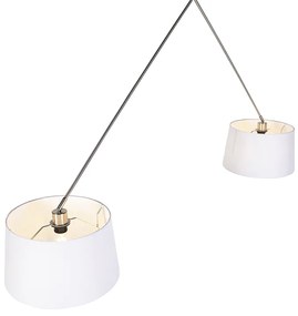 Candeeiro de suspensão com tons de linho branco 35 cm - aço Blitz II Country / Rústico,Moderno