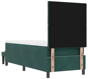 Cama Box Spring com Colchão &amp; Banco Verde Escuro 80x200 cm Veludo